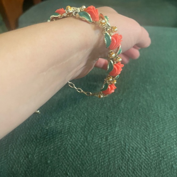 Enamel Rose Bracelet with Gold Accents - Picture 7 of 9